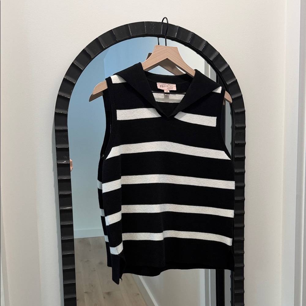 Philosophy Black/White Striped Top